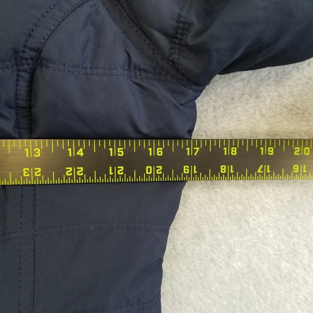 Y2K Hollister Jacket Womens Small Blue Faux Fur Hooded Down Coat Vintage Sherpa‎